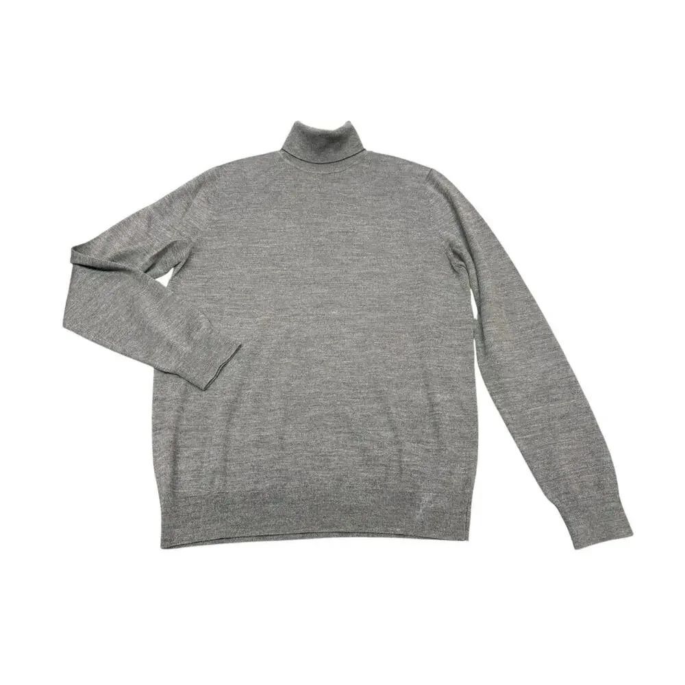 Reiss 100% Wool Turtleneck Sweater Gray Brown Knit Pullover Men’s M